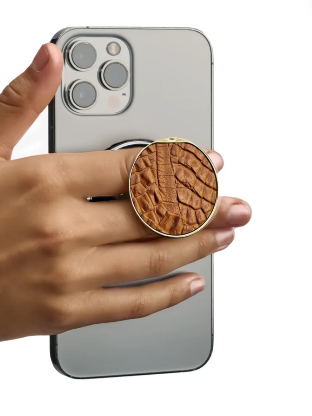 HANDL O Phone Grip vegan croc and gold